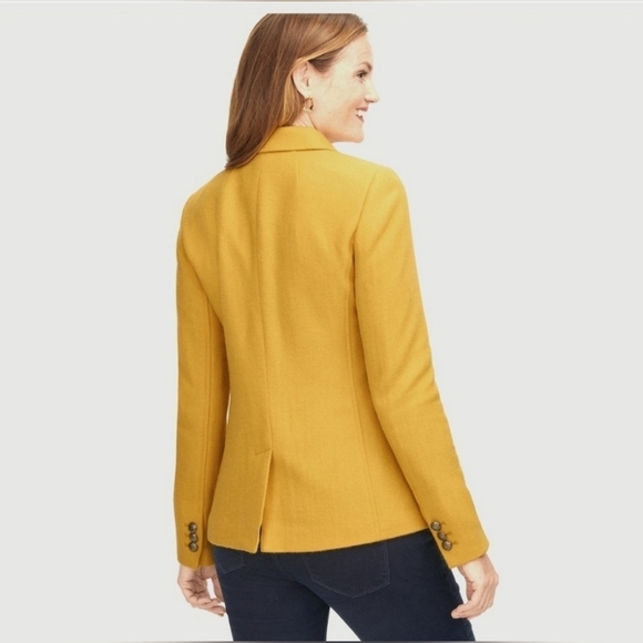 Talbots Classic Shetland Blazer Yellow Mustard Wool Office Women's Size 22WP - Picture 2 of 12